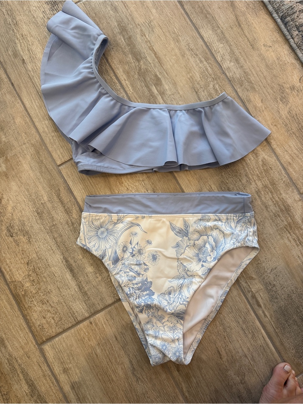 Ruffled One-Shoulder Bikini Set French Toile Antonio Melani